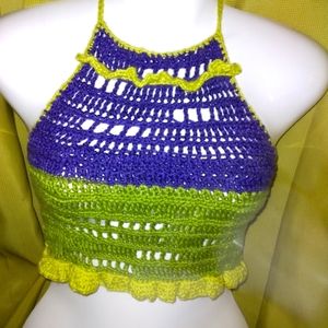 crochet halter top, small/medium. Earthy Grapevine hues